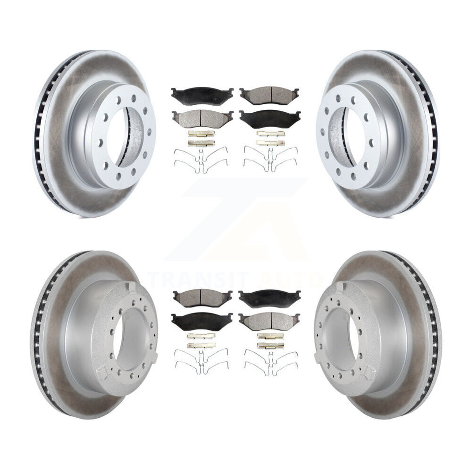 Front Rear Coat Brake Rotor Ceramic Pad Kit For Ford F-450 Super Duty F-550 International KGT-103180