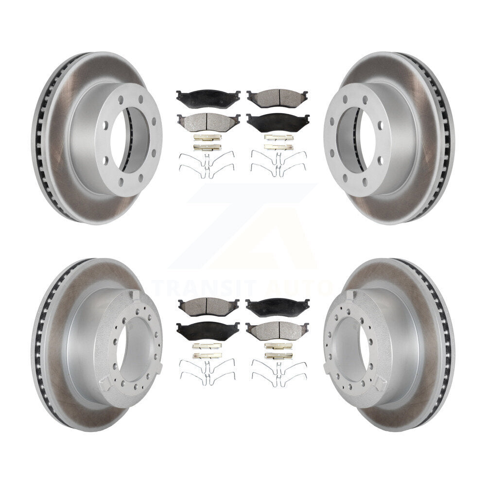 Front Rear Coated Brake Rotor Ceramic Pad Kit For Ford F-450 Super Duty With 8 Lug Wheels KGT-103182