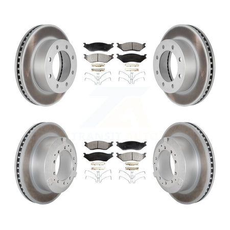 Front Rear Coated Brake Rotor Ceramic Pad Kit For Ford F-450 Super Duty With 8 Lug Wheels KGT-103182