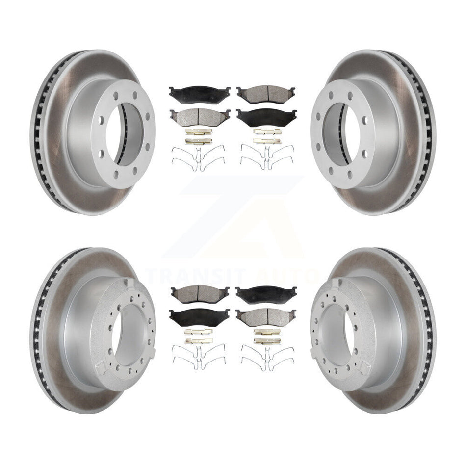 Front Rear Coated Brake Rotor Ceramic Pad Kit For Ford F-450 Super Duty With 8 Lug Wheels KGT-103182