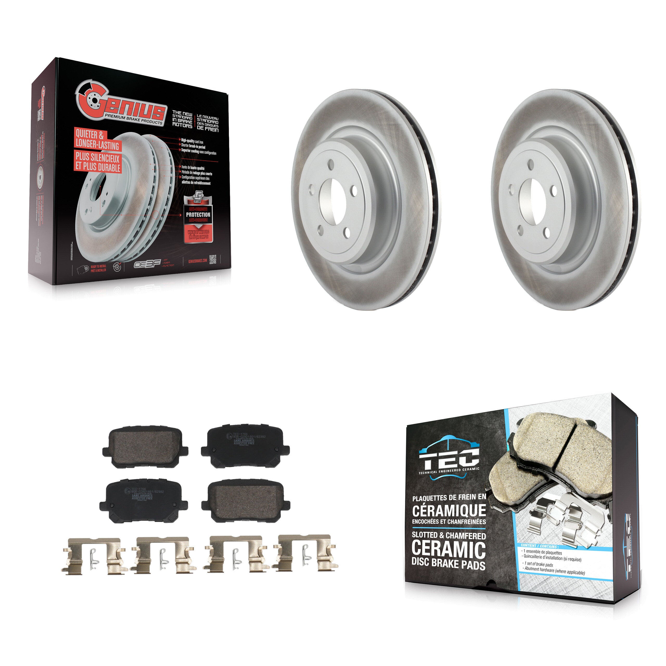Rear Coated Brake Rotor Ceramic Pad Kit For Dodge Charger With 370mm Diameter Front KGT-103191