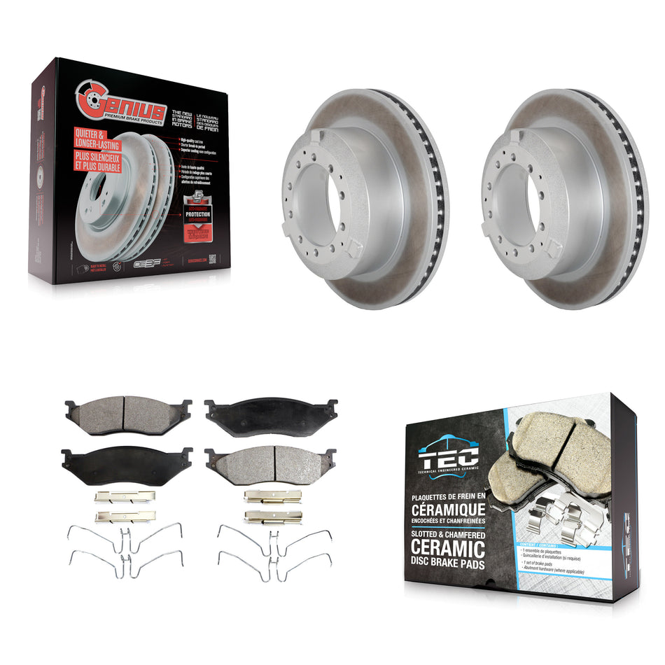 Rear Coat Brake Rotor Ceramic Pad Kit For Ford F-450 Super Duty F-550 International IC AE KGT-103194