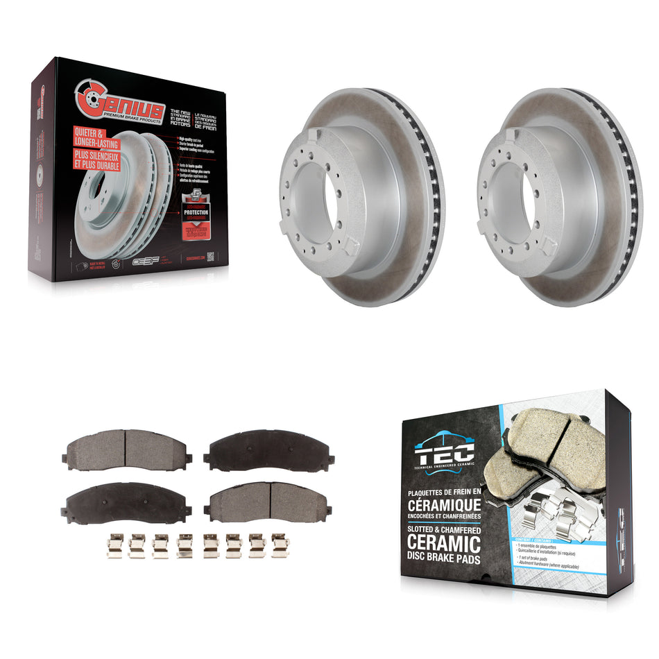 Rear Coated Brake Rotor Ceramic Pad Kit For 2015-2016 Ford F-350 Super Duty Cab & Chassis KGT-103195
