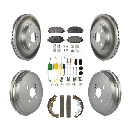 Front Rear Coated Disc Brake Rotors Ceramic Pads And Drum Kit (7Pc) For Toyota Yaris KGT-103198
