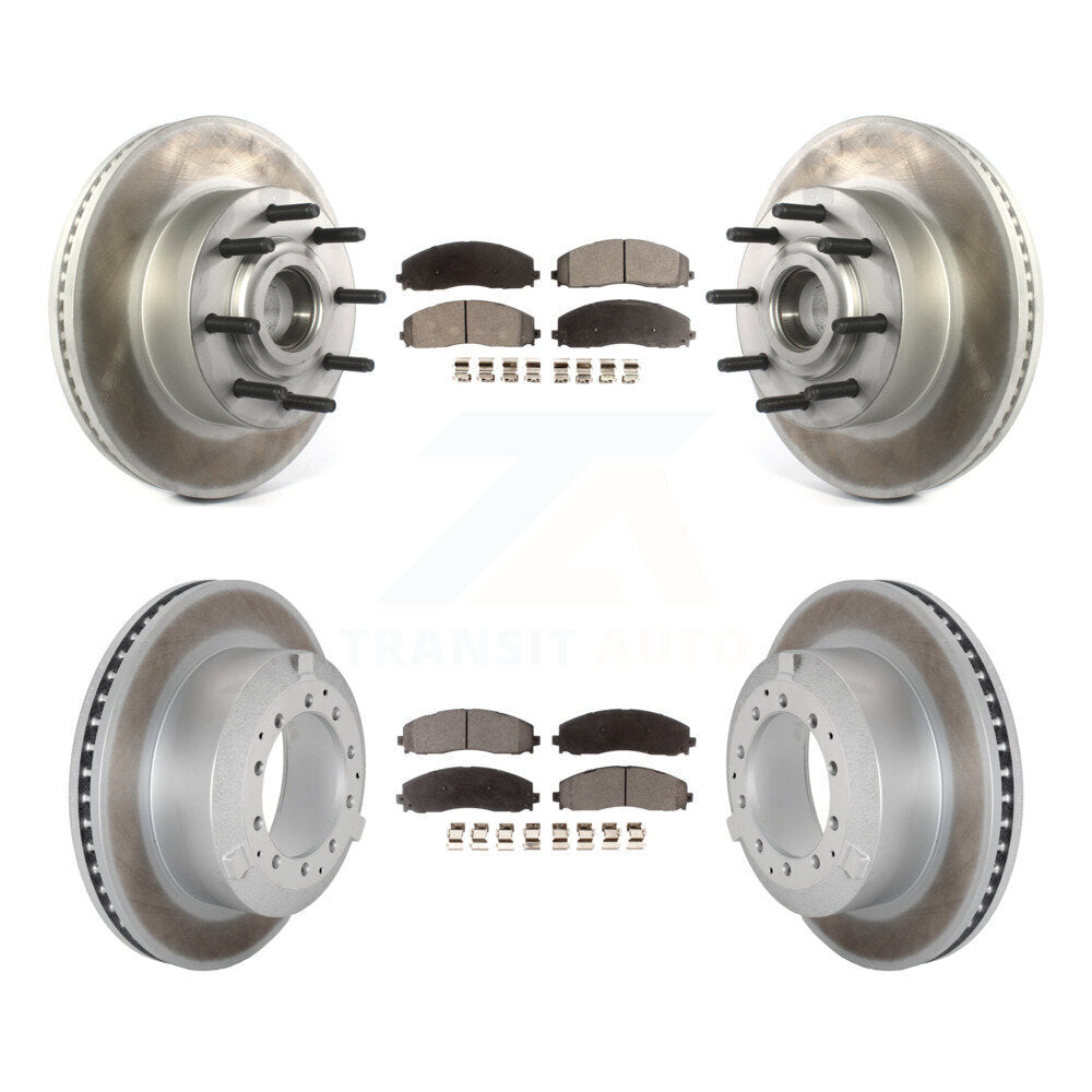 Front Rear Coated Disc Brake Rotors And Ceramic Pads Kit For Ford F-350 Super Duty KGT-103201