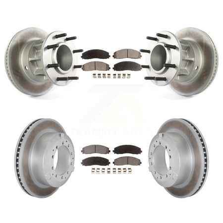 Front Rear Coated Disc Brake Rotors And Ceramic Pads Kit For Ford F-350 Super Duty KGT-103202
