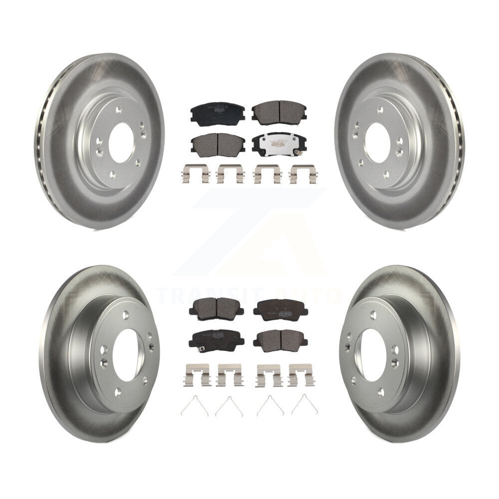 Front Rear Coated Disc Brake Rotors And Ceramic Pads Kit For Kia Soul KGT-103208