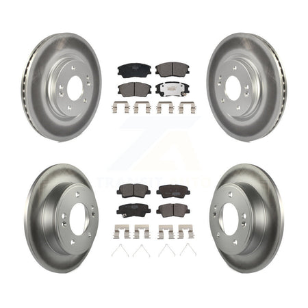 Front Rear Coated Disc Brake Rotors And Ceramic Pads Kit For Kia Soul KGT-103208