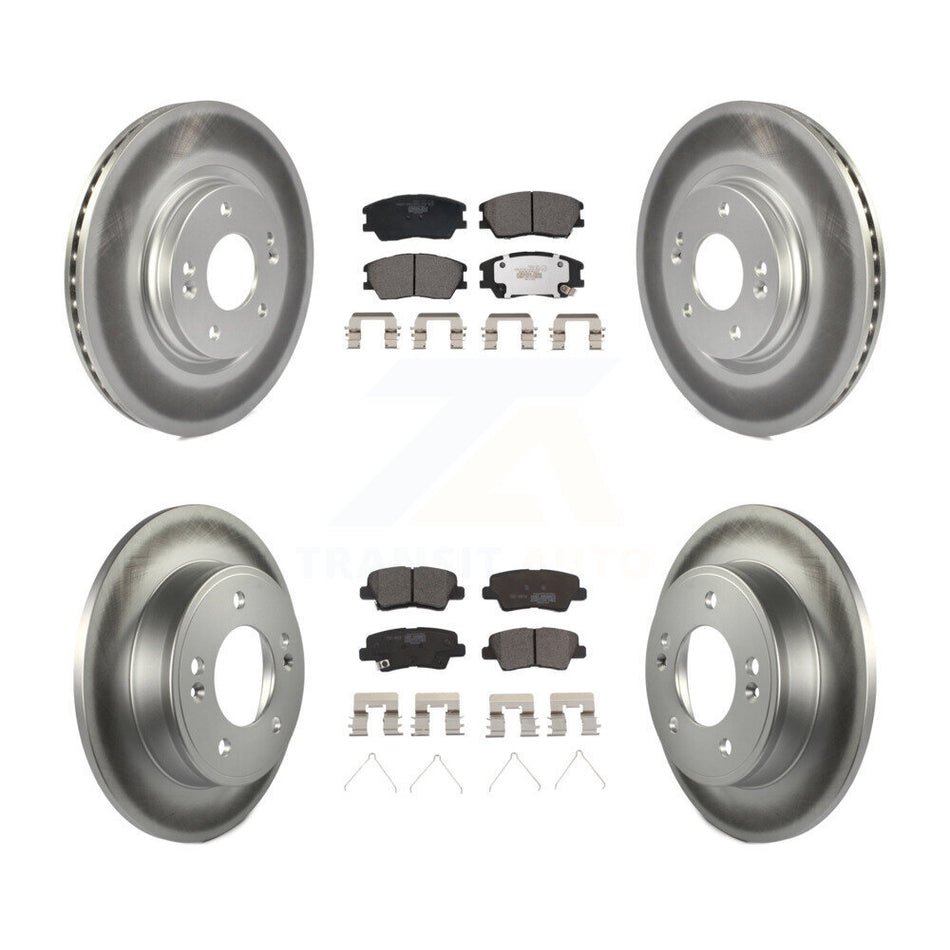 Front Rear Coated Disc Brake Rotors And Ceramic Pads Kit For Kia Soul KGT-103208