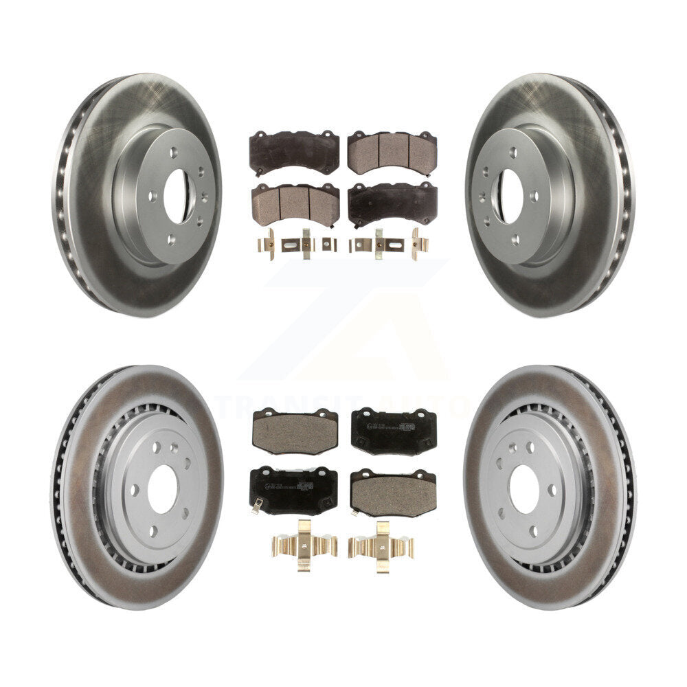Front Rear Coated Disc Brake Rotors And Ceramic Pads Kit For Cadillac ATS V KGT-103212