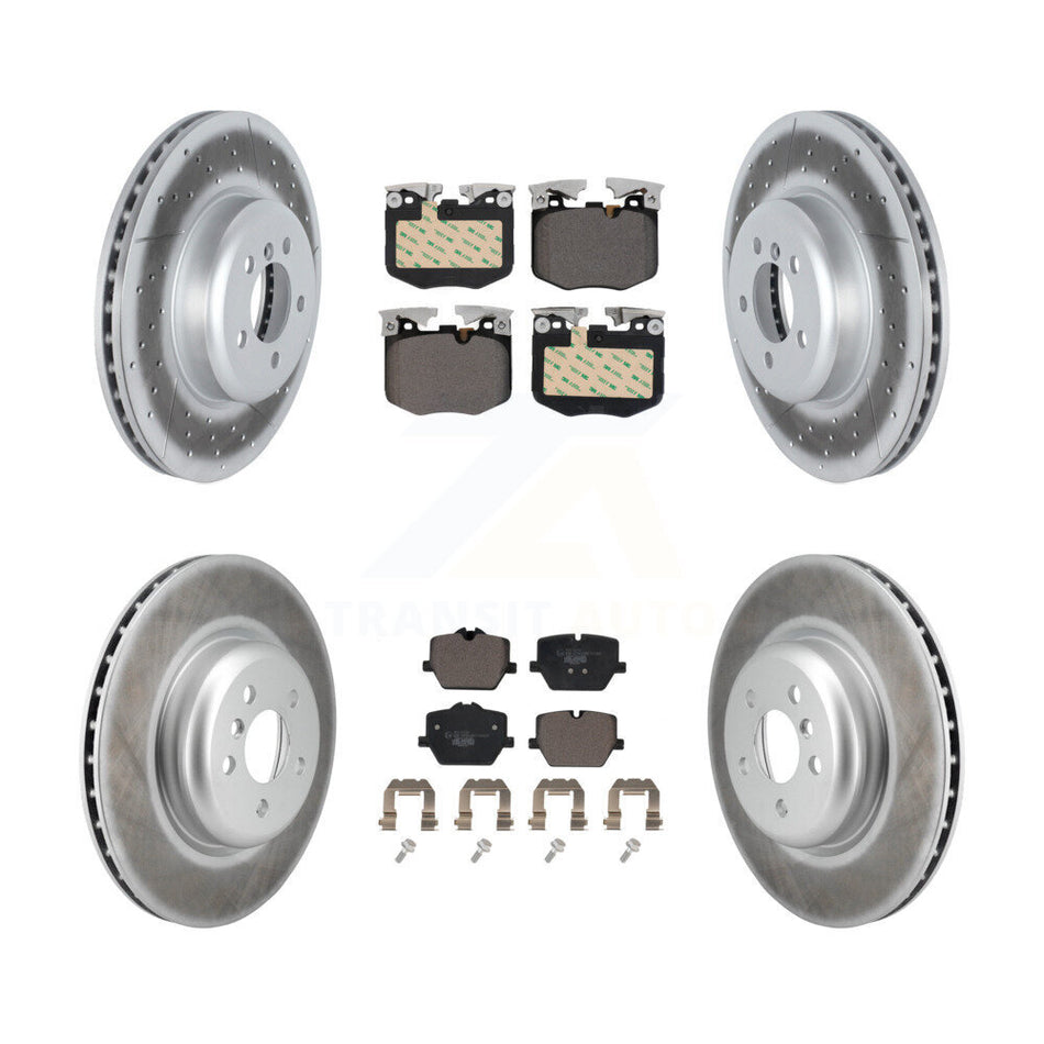 Front Rear Coated Disc Brake Rotors And Ceramic Pads Kit For BMW 330i KGT-103217