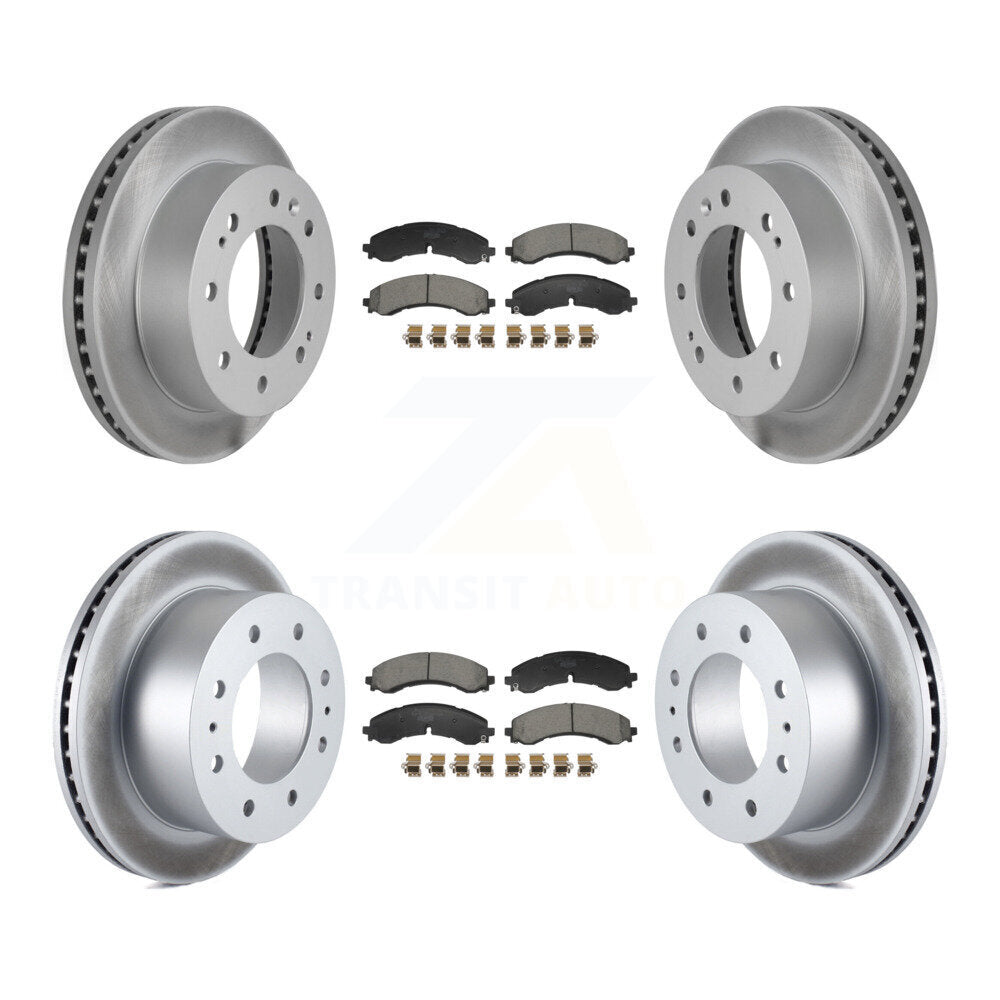 Front Rear Coated Brake Rotors Ceramic Pad Kit For GMC Chevrolet Sierra 2500 HD Silverado KGT-103230