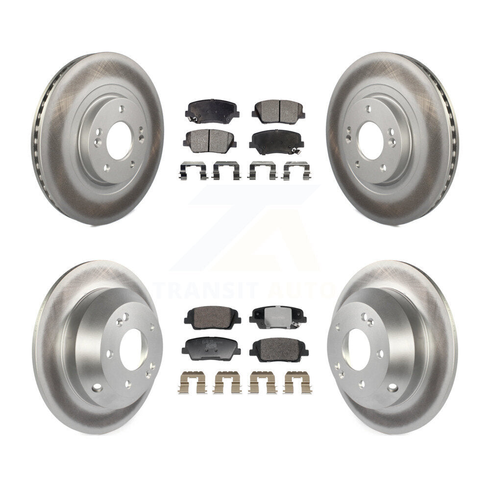 Front Rear Coated Disc Brake Rotor Ceramic Pad Kit For Hyundai Santa Fe Sport Kia Sorento KGT-103235