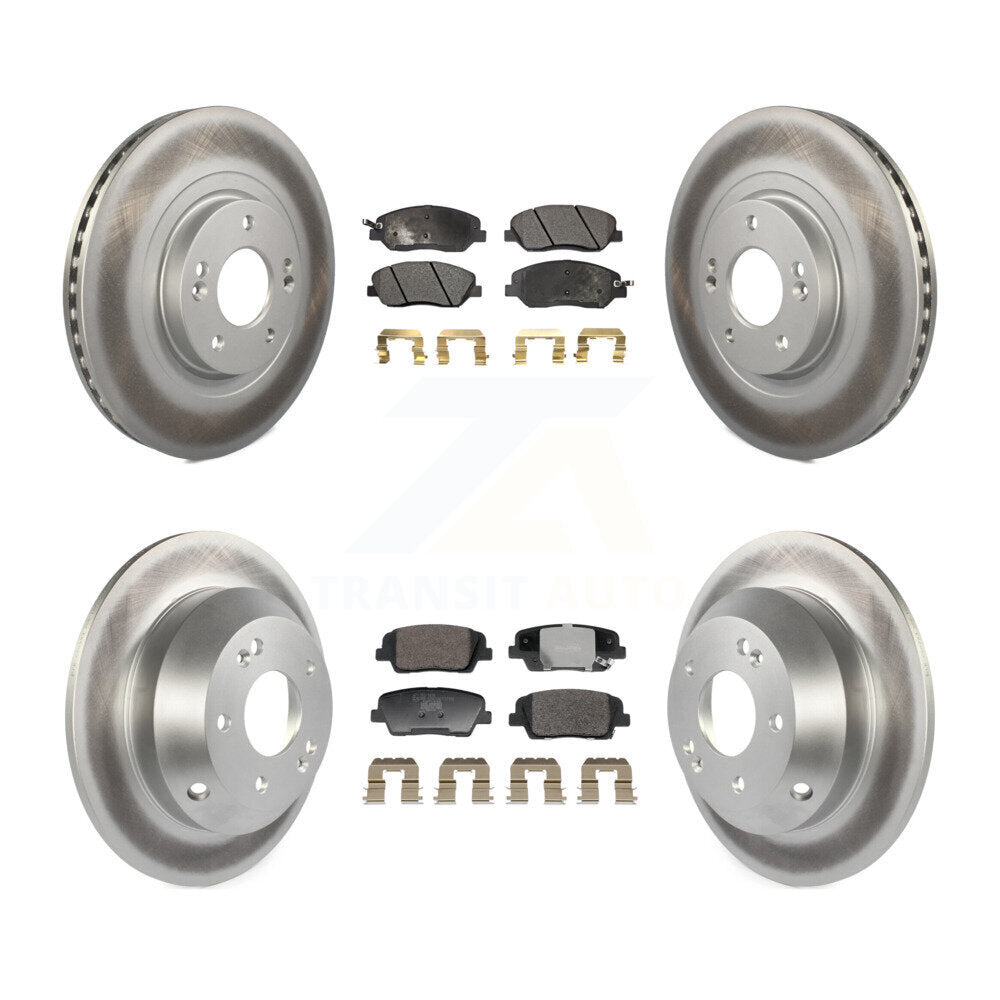 Front Rear Coated Disc Brake Rotor Ceramic Pad Kit For 2013-2016 Hyundai Santa Fe XL 3.3L KGT-103236