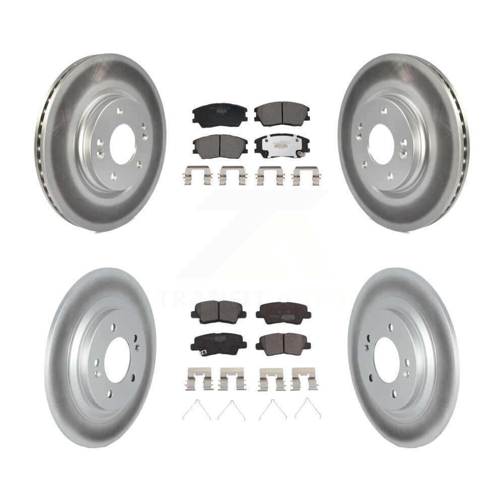 Front Rear Coated Disc Brake Rotors And Ceramic Pads Kit For 2020-2023 Kia Soul EV KGT-103237