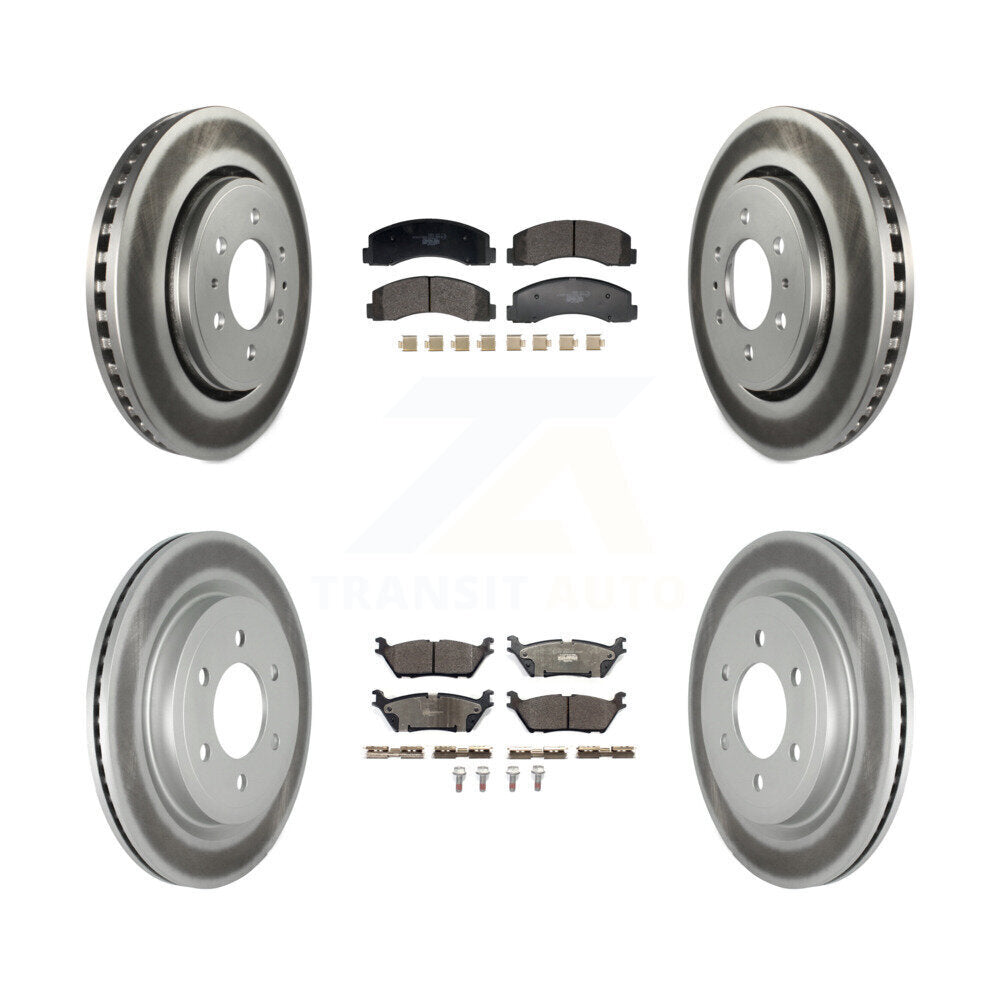Front Rear Coated Brake Rotor Ceramic Pad Kit For Ford F-150 Expedition Lincoln Navigator KGT-103239