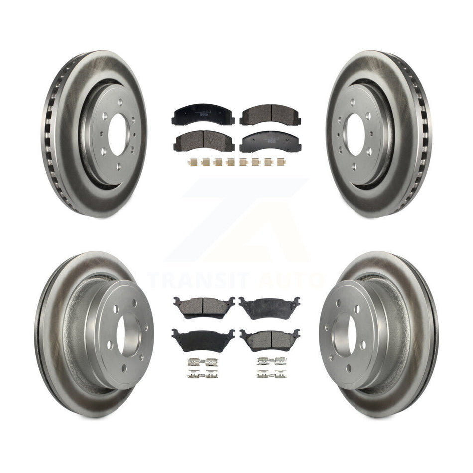 Front Rear Coat Disc Brake Rotor Ceramic Pad Kit For Ford F-150 With Manual Parking KGT-103240