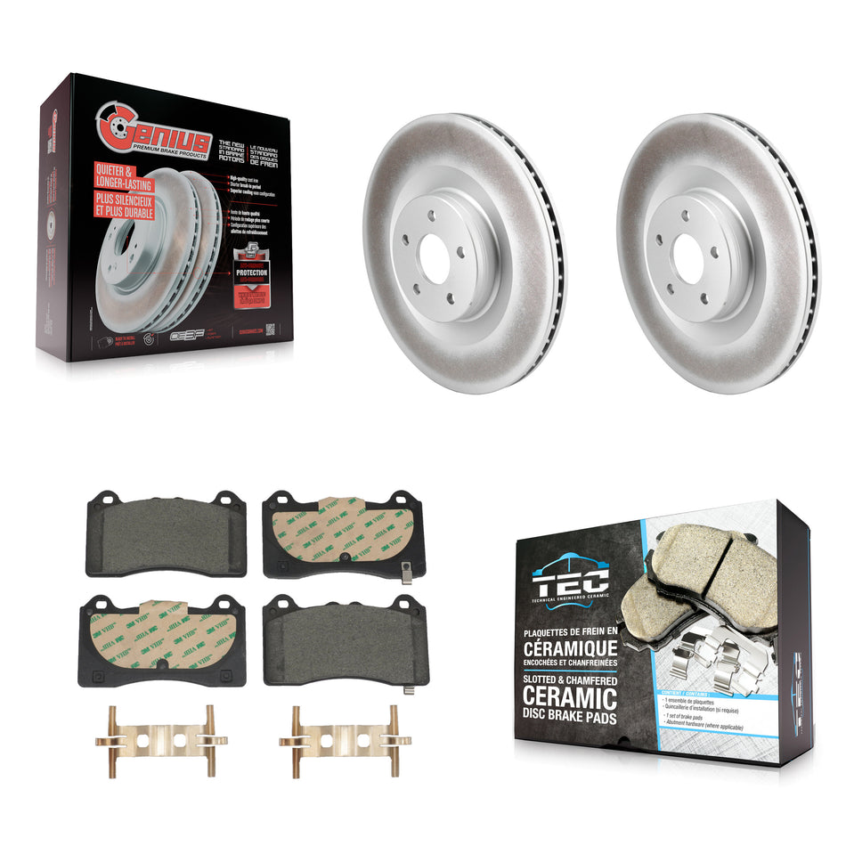 Front Coated Disc Brake Rotors And Ceramic Pads Kit For 2016-2018 Ford Focus RS KGT-103241