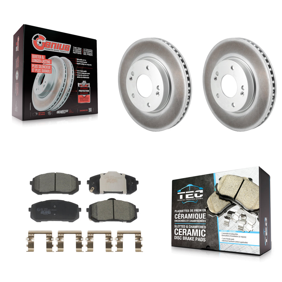 Front Coated Disc Brake Rotors And Ceramic Pads Kit For Hyundai Elantra KGT-103246