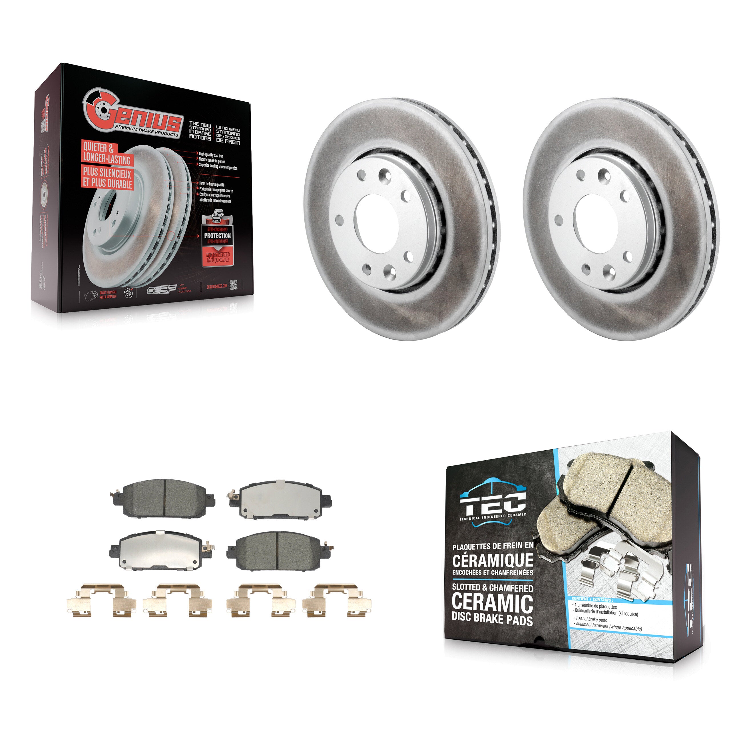 Front Coated Disc Brake Rotors And Ceramic Pads Kit For Nissan Kicks Sentra KGT-103249