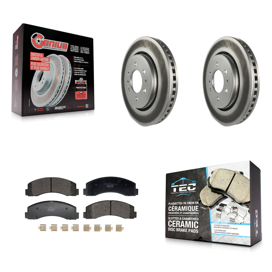 Front Coated Disc Brake Rotor Ceramic Pad Kit For Ford F-150 Expedition Lincoln Navigator KGT-103260