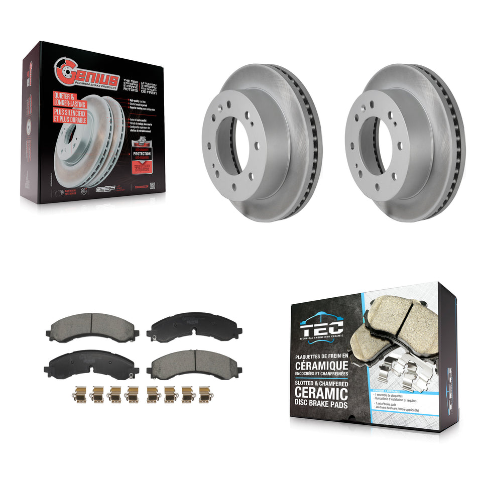 Front Coated Brake Rotors Ceramic Pad Kit For GMC Chevrolet Sierra 2500 HD Silverado 3500 KGT-103268