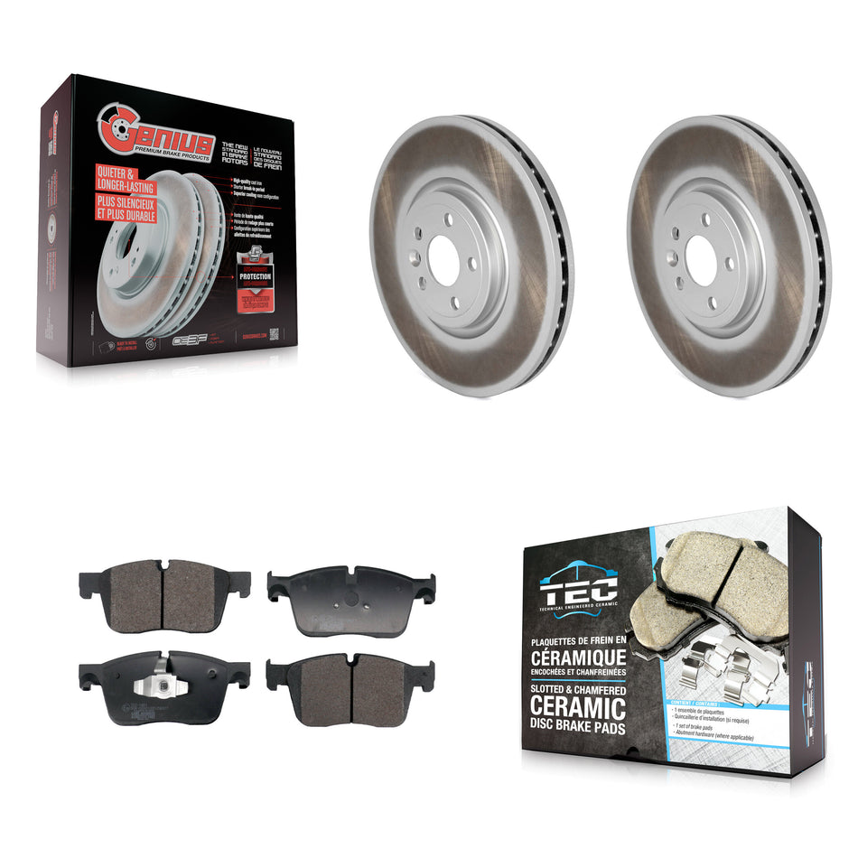 Front Coated Brake Rotors Ceramic Pad Kit For Jaguar F-Pace Land Rover Range Velar I-Pace KGT-103269