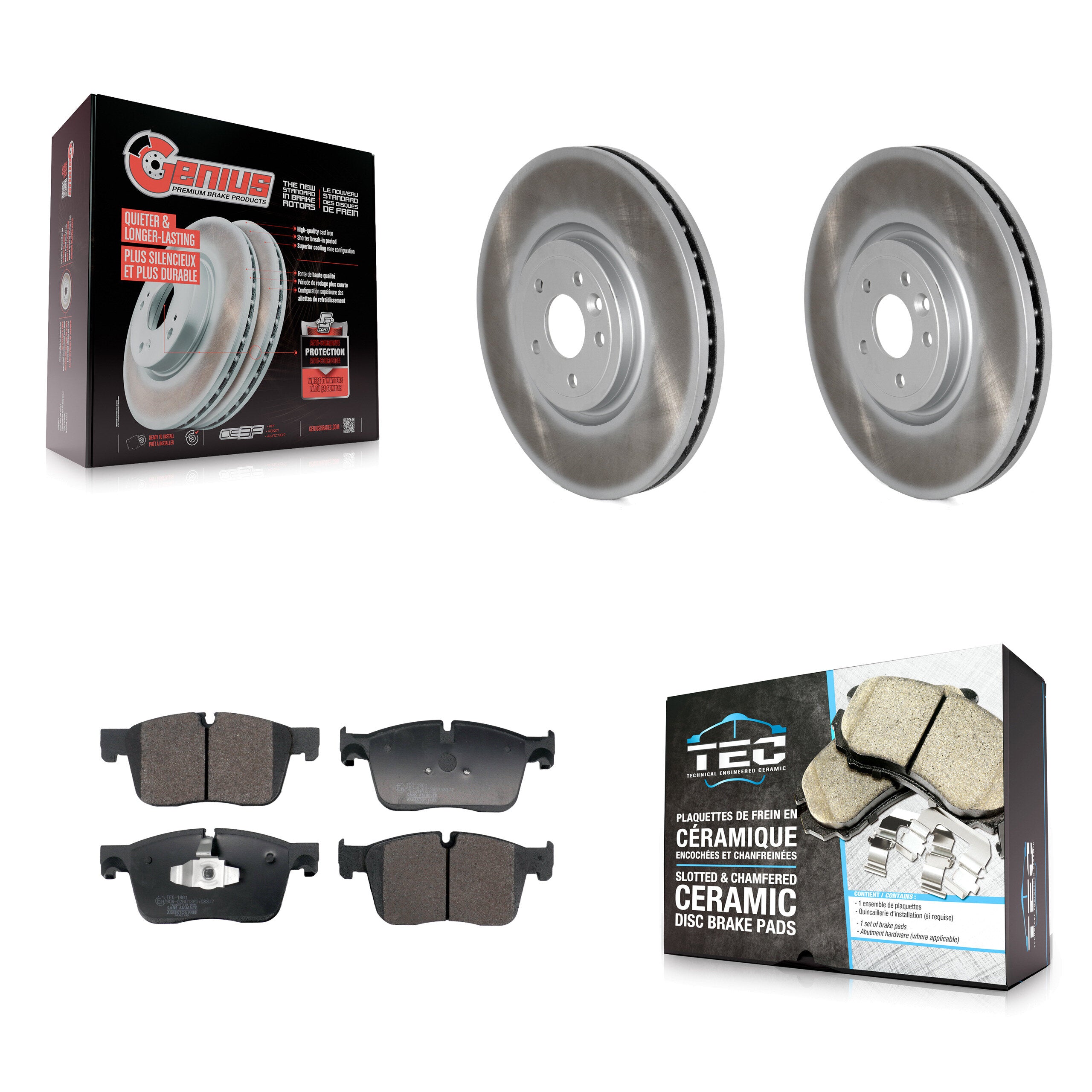 Front Coated Disc Brake Rotors And Ceramic Pads Kit For Jaguar XE XF KGT-103271