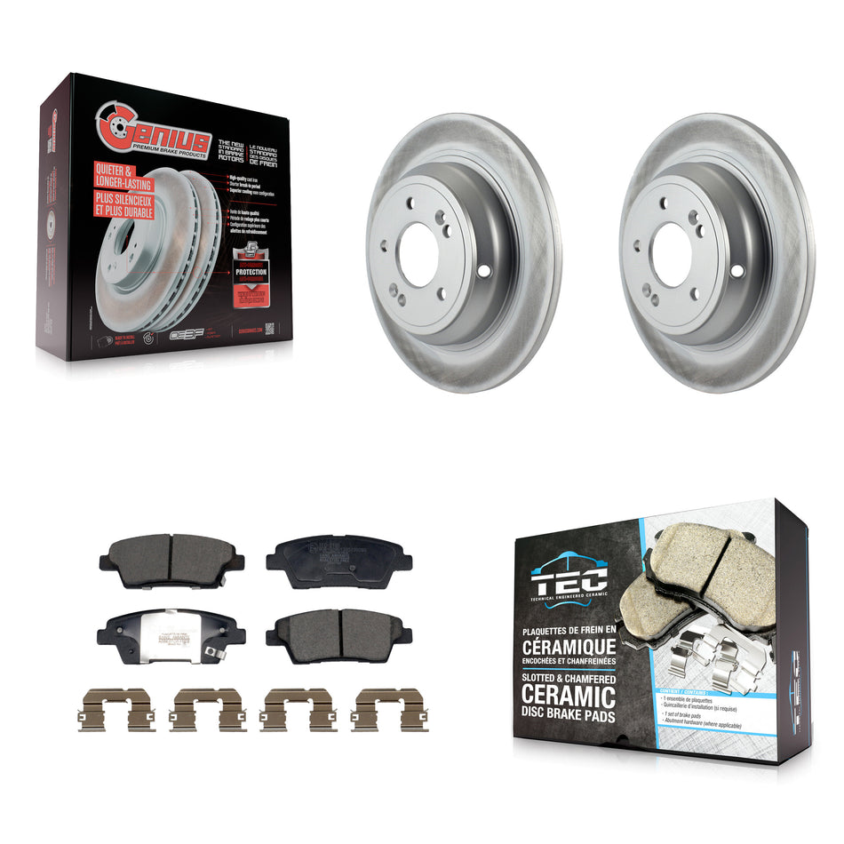 Rear Coated Disc Brake Rotors And Ceramic Pads Kit For 2018-2020 Genesis G80 3.8L 5.0L KGT-103274