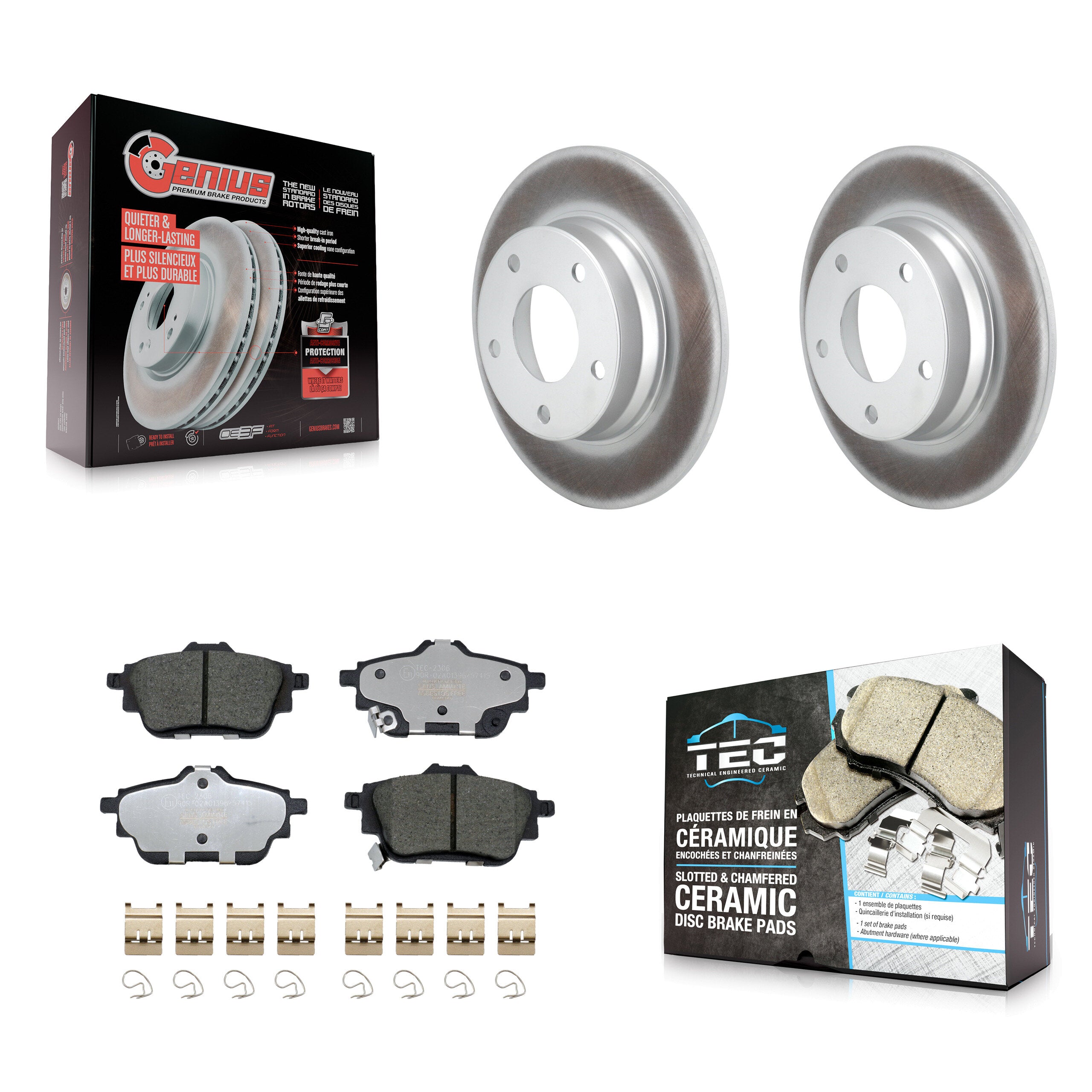 Rear Coated Disc Brake Rotor Ceramic Pad Kit For 2020-2023 Nissan Sentra rear brakes KGT-103276