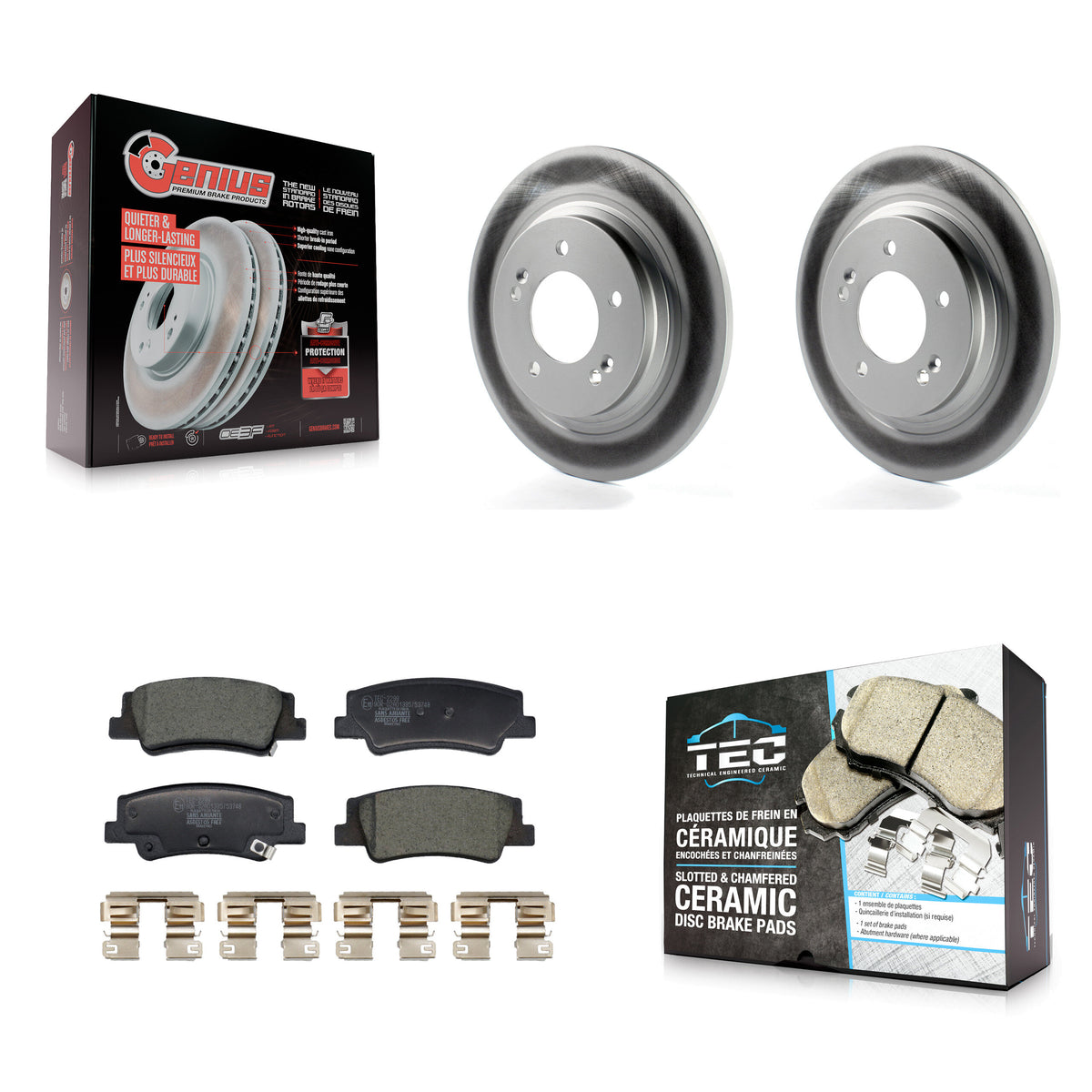 Rear Coated Disc Brake Rotors And Ceramic Pads Kit For Hyundai Sonata Kia Niro EV K5 KGT-103278