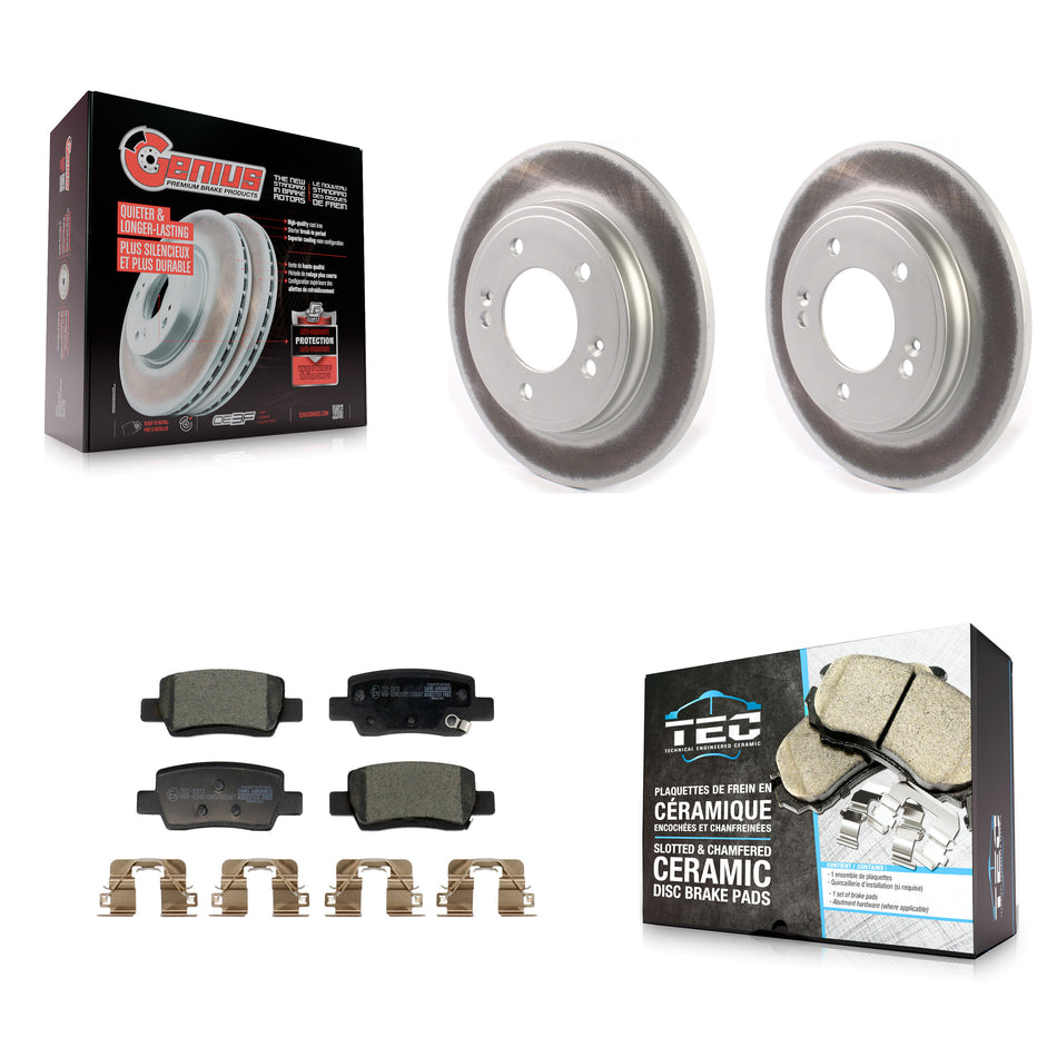Rear Coated Brake Rotor & Ceramic Pad Kit For Hyundai Elantra With Electric Parking KGT-103280