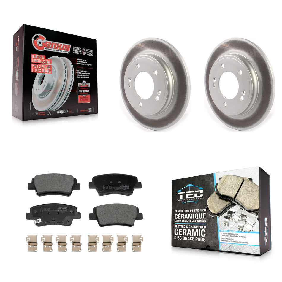 Rear Coated Disc Brake Rotors And Ceramic Pads Kit For Hyundai Elantra Kia Niro KGT-103281