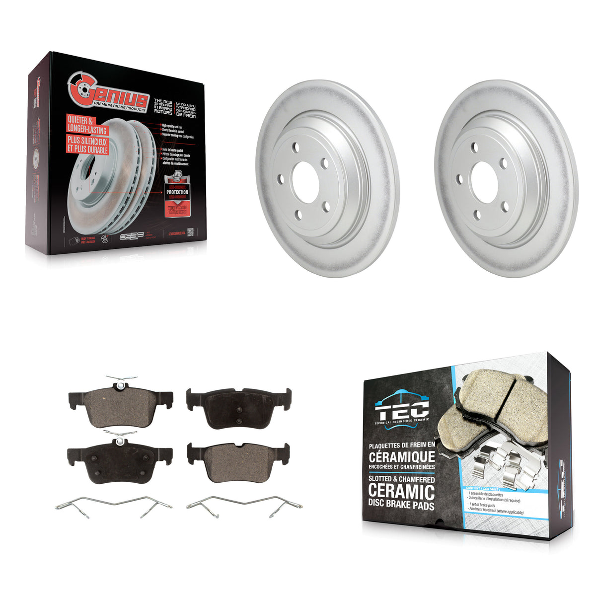 Rear Coated Disc Brake Rotor Ceramic Pad Kit For Ford Escape Bronco Sport Lincoln Corsair KGT-103285