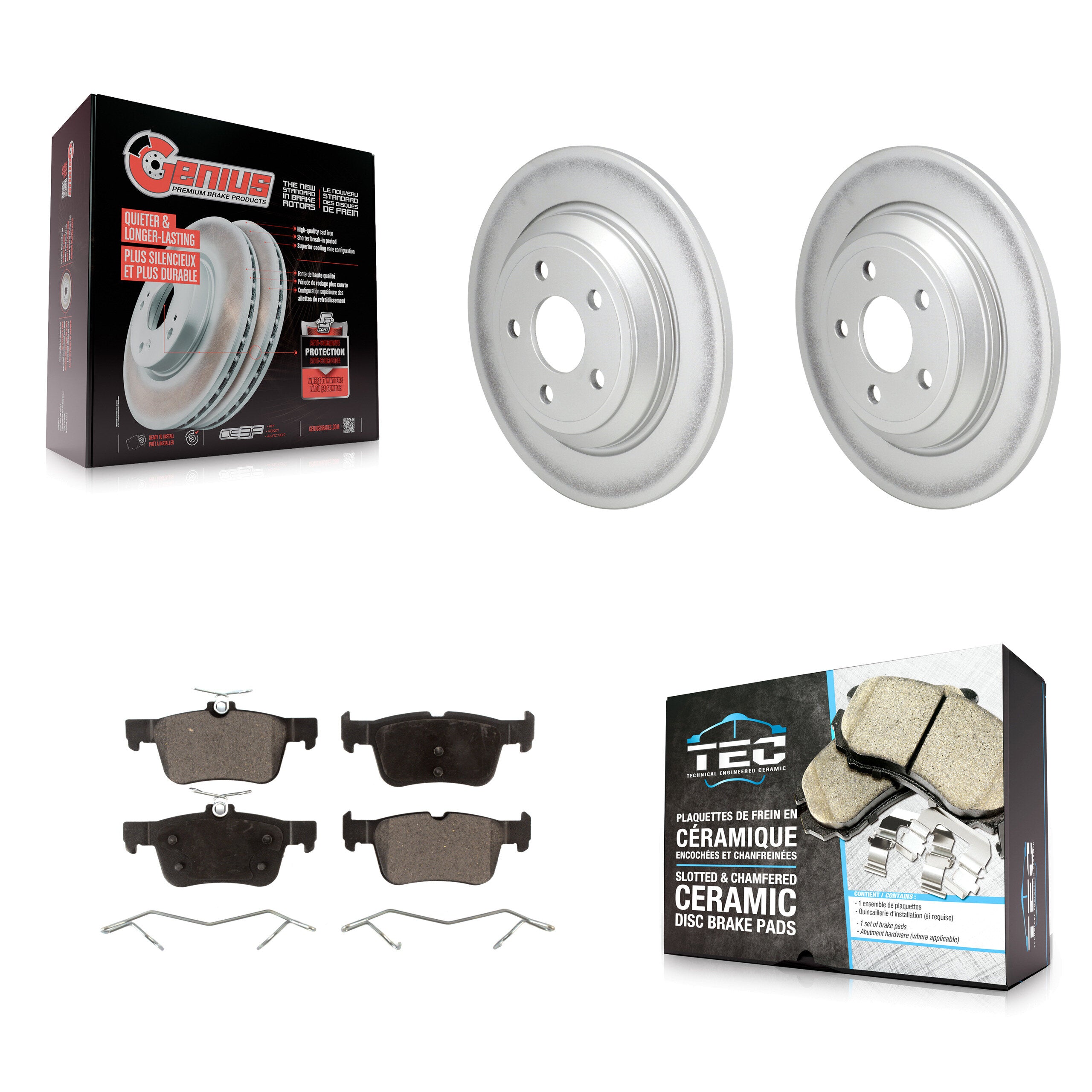 Rear Coated Disc Brake Rotor Ceramic Pad Kit For Ford Escape Bronco Sport Lincoln Corsair KGT-103285