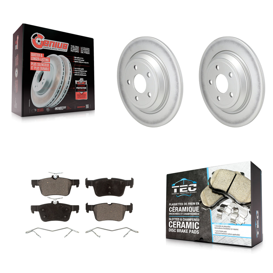 Rear Coated Disc Brake Rotor Ceramic Pad Kit For Ford Escape Bronco Sport Lincoln Corsair KGT-103285