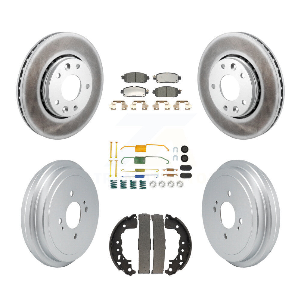 Front Rear Coated Disc Brake Rotors Ceramic Pads And Drum Kit (7Pc) For Nissan Kicks KGT-103293