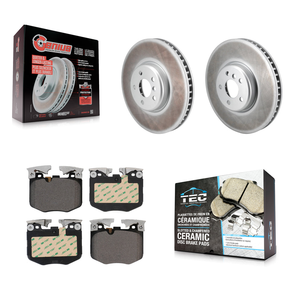 Front Coated Brake Rotor Ceramic Pad Kit For BMW 330i xDrive X5 530i Toyota GR Supra 330e KGT-103303