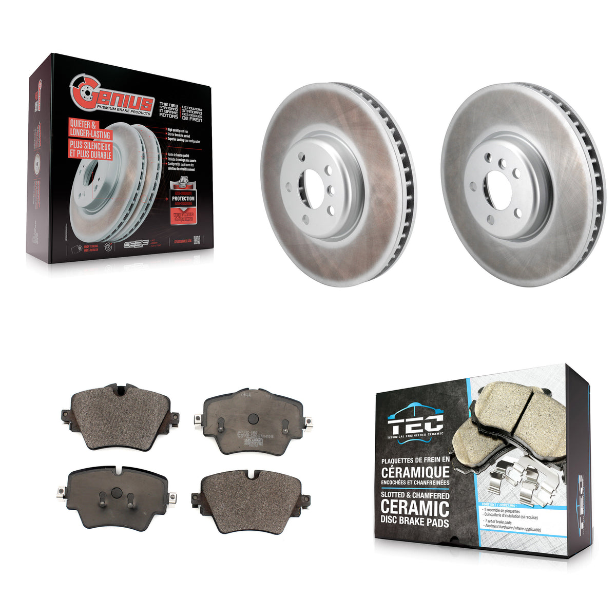 Front Coat Brake Rotors Ceramic Pad Kit For 21 Toyota GR Supra 2.0L With 4 Piston Caliper KGT-103306