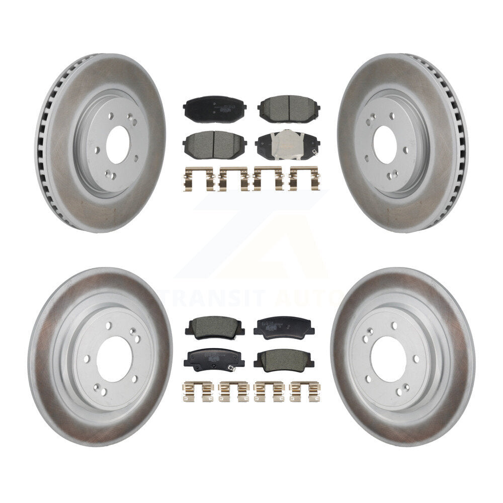 Front Rear Coated Disc Brake Rotors And Ceramic Pads Kit For Hyundai Tucson Kia Sportage KGT-103309