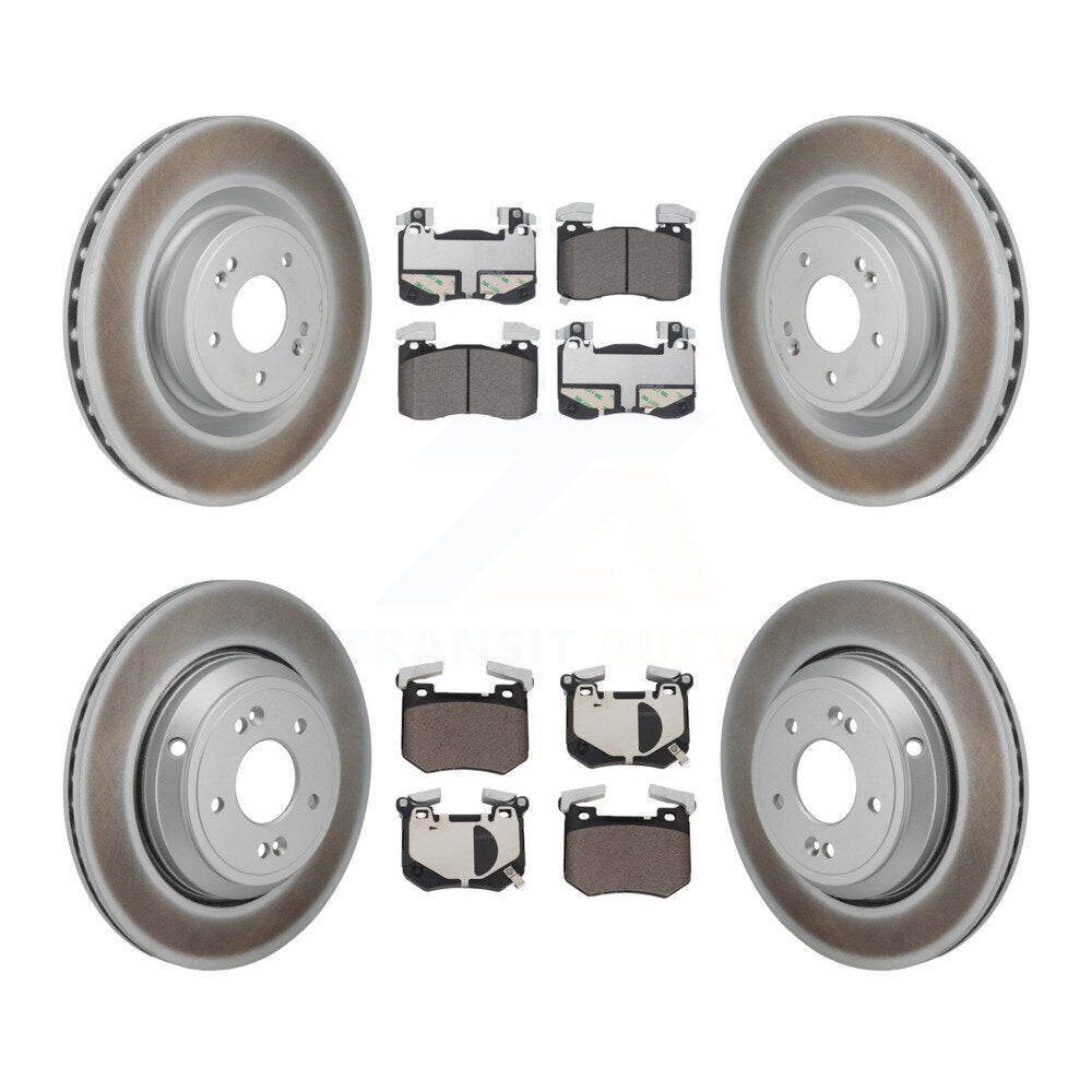 Front Rear Coated Disc Brake Rotors And Ceramic Pads Kit For 2022 Genesis G70 3.3L KGT-103316