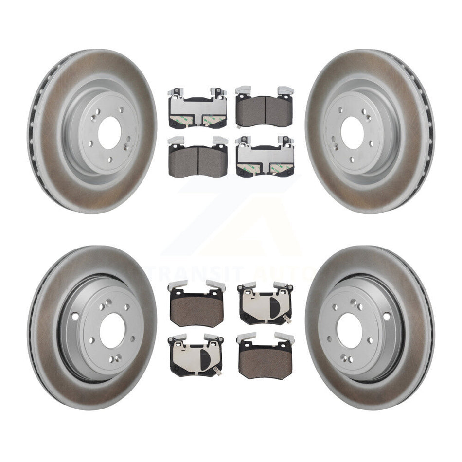 Front Rear Coated Disc Brake Rotors And Ceramic Pads Kit For 2022 Genesis G70 3.3L KGT-103316