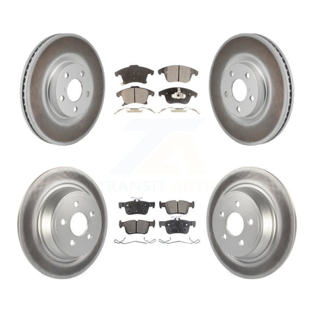 Front Rear Coated Disc Brake Rotors And Ceramic Pads Kit For 2017-2020 Lincoln MKZ 2.0L KGT-103322