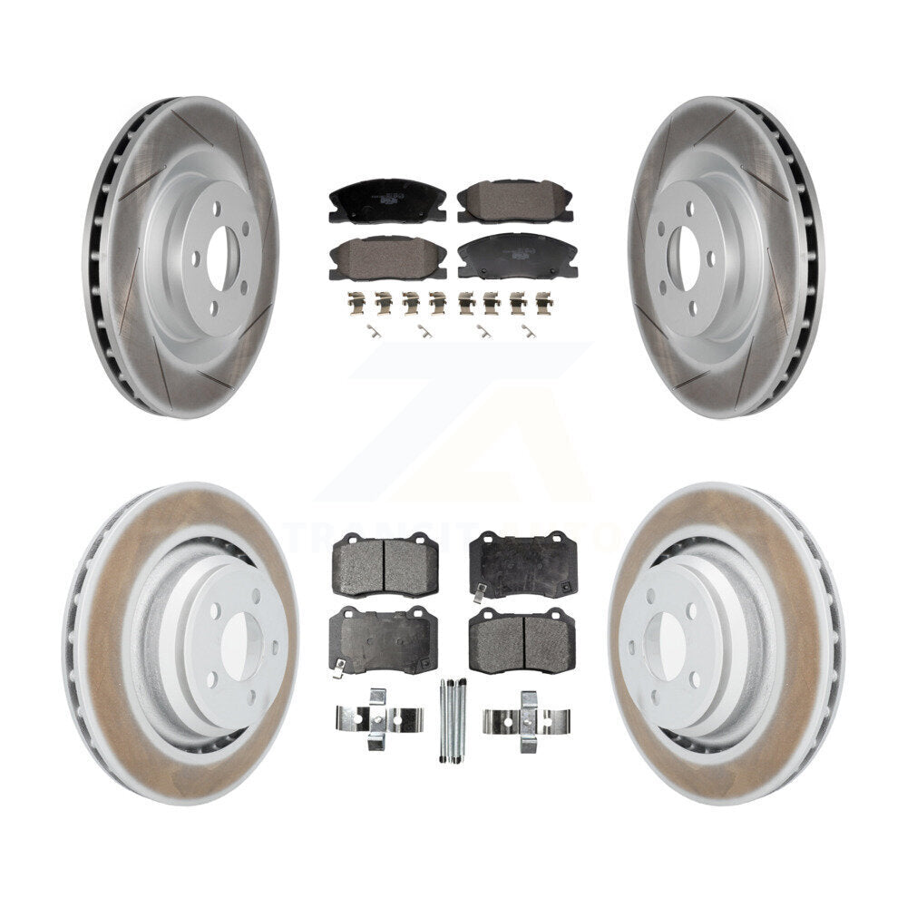 Front Rear Coated Disc Brake Rotors And Ceramic Pads Kit For Dodge Charger KGT-103329