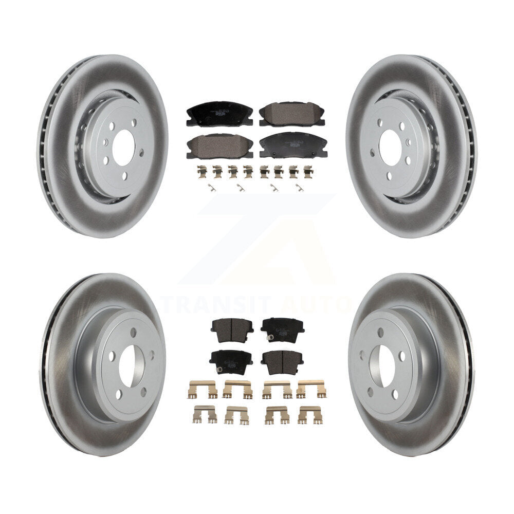 Front Rear Coated Brake Rotor & Ceramic Pad Kit For 2017-2018 Dodge Charger RWD with 5.7L KGT-103348