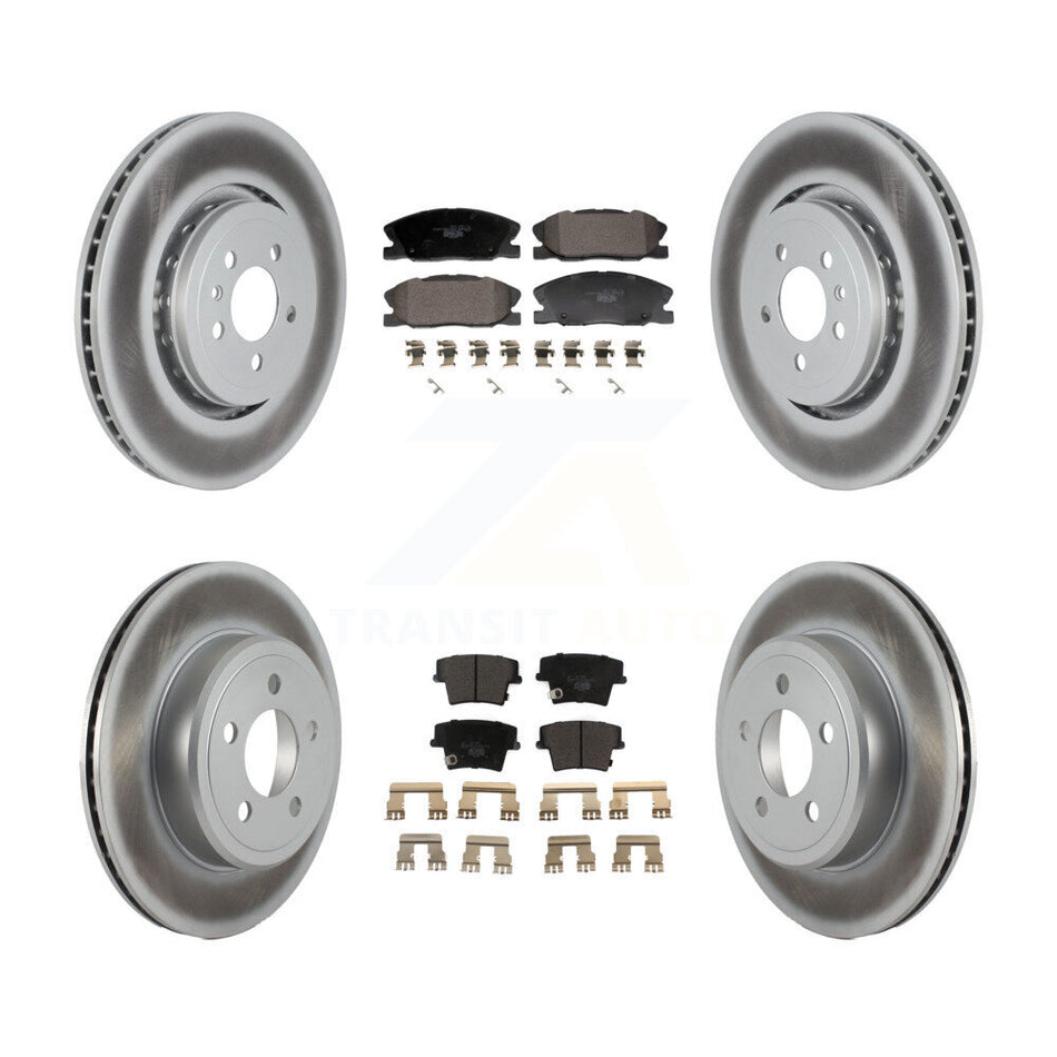 Front Rear Coated Brake Rotor & Ceramic Pad Kit For 2017-2018 Dodge Charger RWD with 5.7L KGT-103348