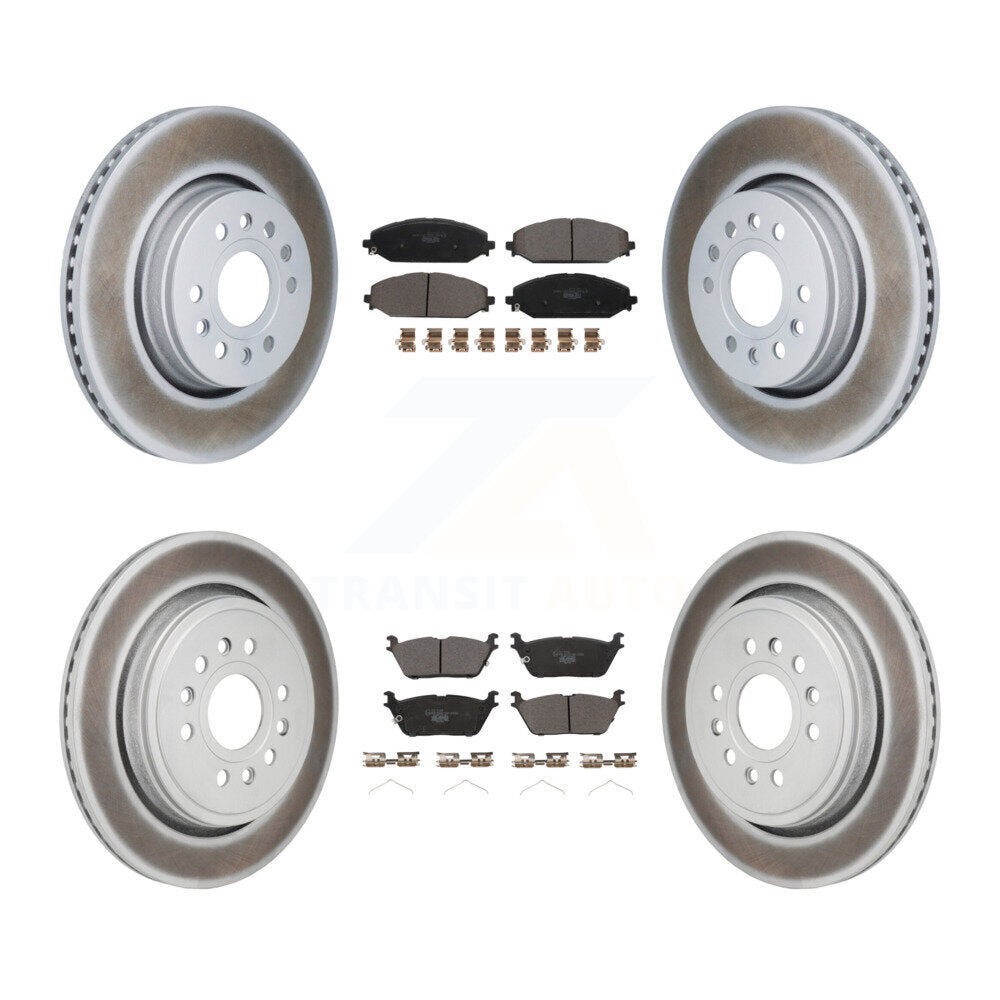 Front Rear Coated Disc Brake Rotor And Ceramic Pad Kit For Ram 1500 Jeep Wagoneer Grand L KGT-103359