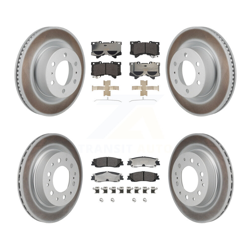 Front Rear Coated Disc Brake Rotors Ceramic Pad Kit For Toyota Tundra Sequoia Lexus LX600 KGT-103365