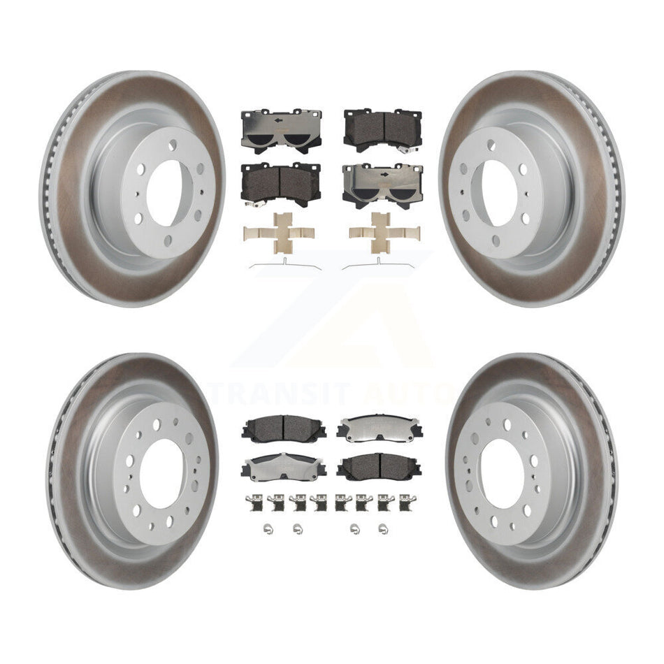 Front Rear Coated Disc Brake Rotors Ceramic Pad Kit For Toyota Tundra Sequoia Lexus LX600 KGT-103365