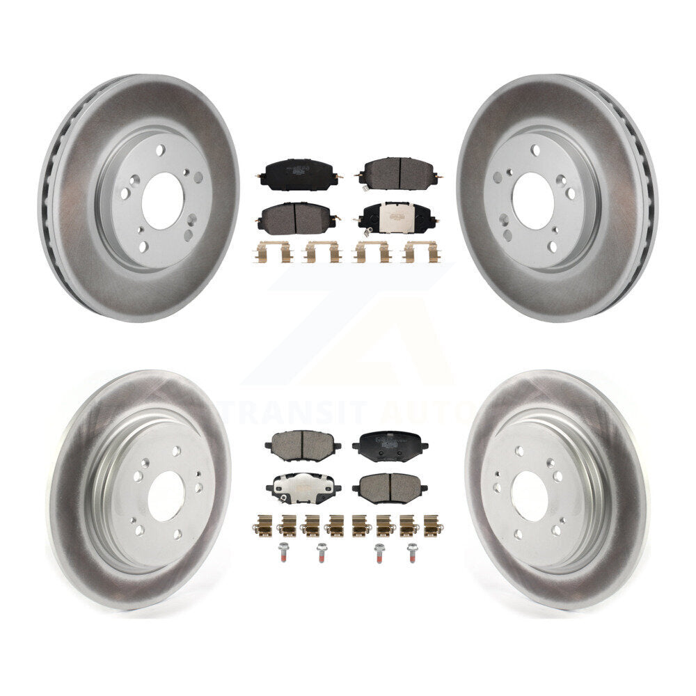 Front Rear Coated Disc Brake Rotors And Ceramic Pads Kit For 2017-2021 Honda Clarity KGT-103366